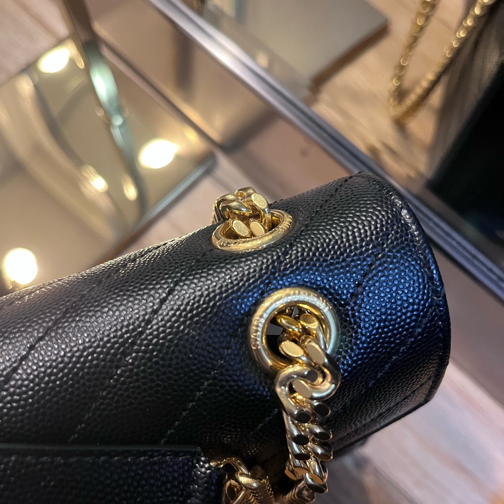 Yves Saint Laurent Black Chevron Shoulder Bag - Picture 7 of 12